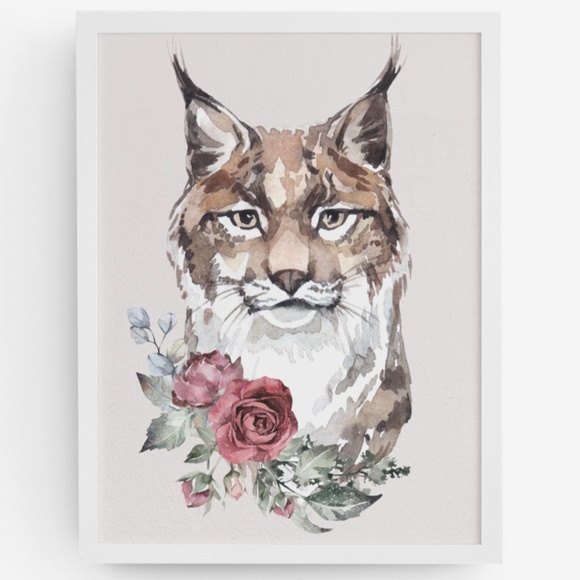 Wall Art Watercolor Lynx Bobcat Illustration Print Poster Unframed - Picture 12 of 17